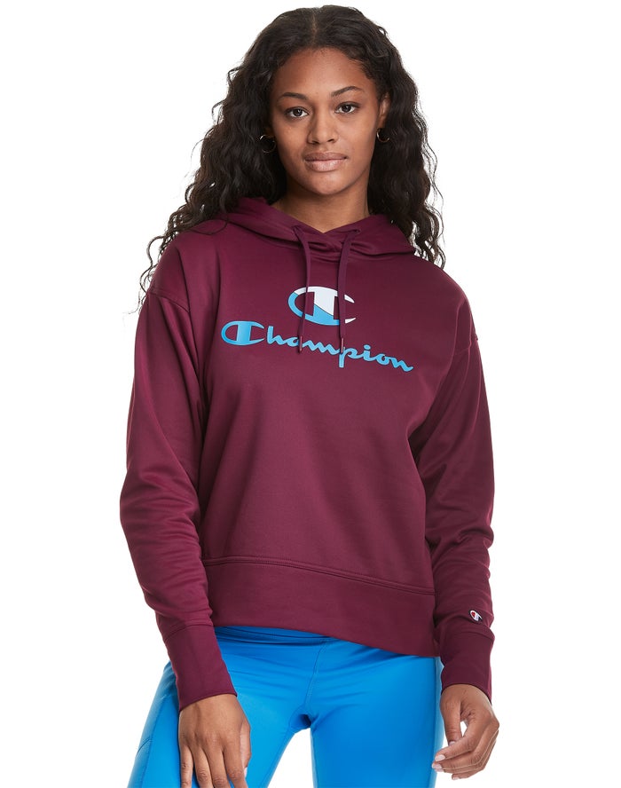 Champion Game Day Split Logo Kadın Kapşonlu Sweatshirt Koyu Mor ( KXDGAI648 )